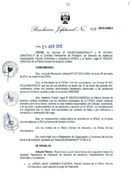 Resolución Jefatural N° 136-2012-AGN/J