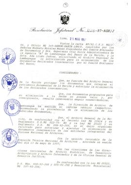 Resolución Jefatural N° 078-1997/AGN/J