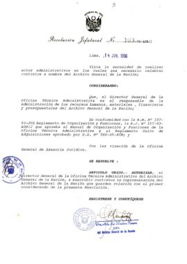 Resolución Jefatural N° 103-1996/AGN/J