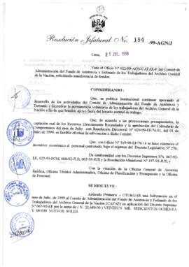 Resolución Jefatural N° 194-1999/AGN/J