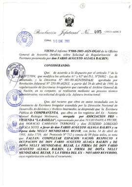 Resolución Jefatural N° 005-2003-AGN/J