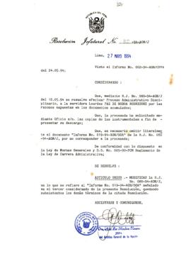 Resolución Jefatural N° 082-1994/AGN/J