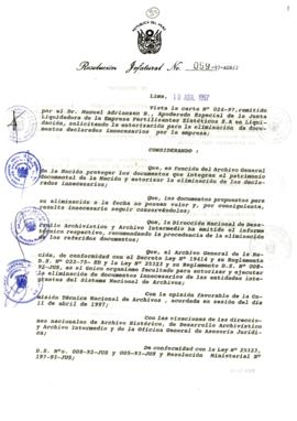 Resolución Jefatural N° 059-1997/AGN/J