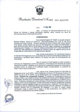 Resolución Directoral N° 005-2016-AGN/OTA