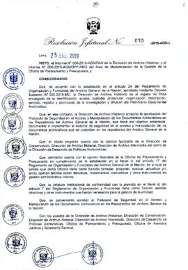 Resolución Jefatural N° 030-2019-AGN/J