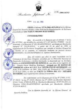 Resolución Jefatural N° 206-2004-AGN/J