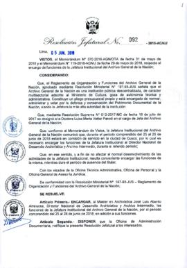 Resolución Jefatural N° 092-2018-AGN/J
