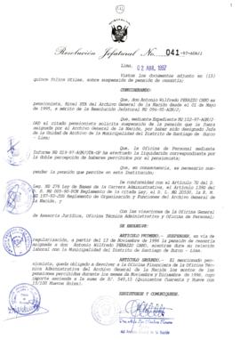 Resolución Jefatural N° 041-1997/AGN/J