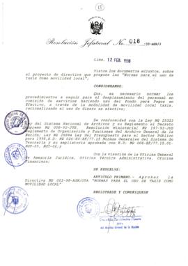 Resolución Jefatural N° 018-1998/AGN/J
