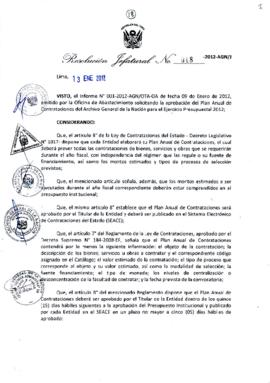 Resolución Jefatural N° 018-2012-AGN/J