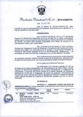 Resolución Directoral N° 030-2014-AGN/OTA