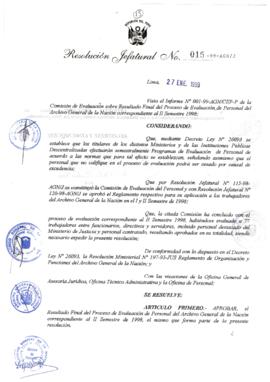 Resolución Jefatural N° 015-1999/AGN/J
