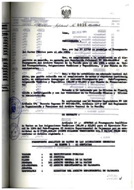 Resolución Jefatural N° 036-1984/AGN/J