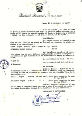 Resolución Directoral N° 114-86-AGN/OA