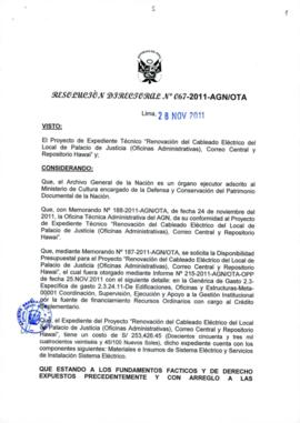 Resolución Directoral N° 067-2011-AGN/OTA