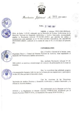 Resolución Jefatural N° 166-2001/AGN/J