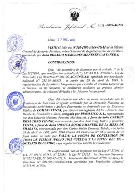 Resolución Jefatural N° 419-2005-AGN/J