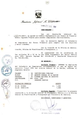 Resolución Jefatural N° 261-1991/AGN/J