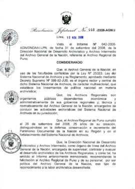 Resolución Jefatural N° 440-2008-AGN/J