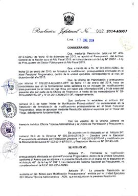 Resolución Jefatural N° 012-2014-AGN/J