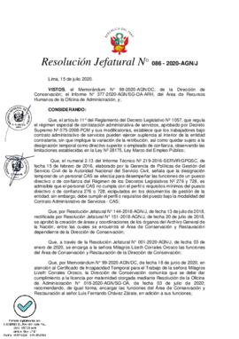 Resolución Jefatural N° 086-2020-AGN/J