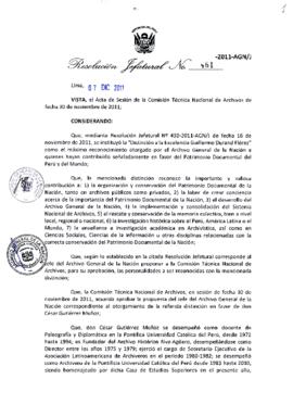 Resolución Jefatural N° 461-2011-AGN/J