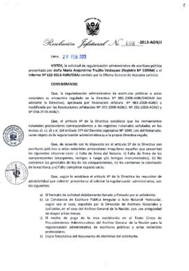 Resolución Jefatural N° 108-2013-AGN/J