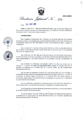Resolución Jefatural N° 352-2013-AGN/J