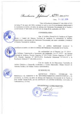 Resolución Jefatural N° 290-2004-AGN/J