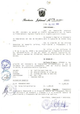 Resolución Jefatural N° 173-1992/AGN/J