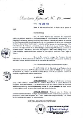 Resolución Jefatural N° 253-2012-AGN/J