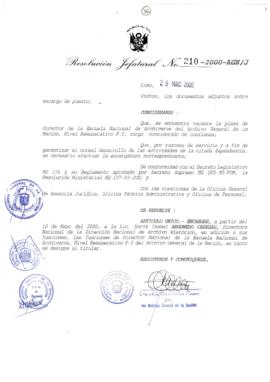 Resolución Jefatural N° 210-2000/AGN/J