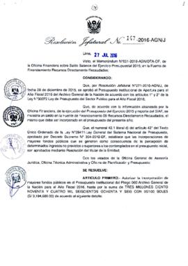 Resolución Jefatural N° 147-2016-AGN/J