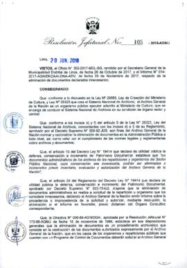 Resolución Jefatural N° 105-2018-AGN/J