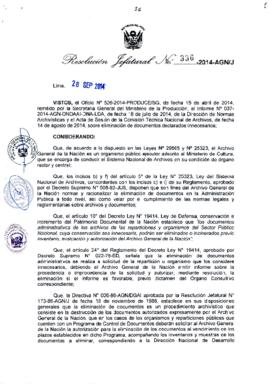 Resolución Jefatural N° 336-2014-AGN/J