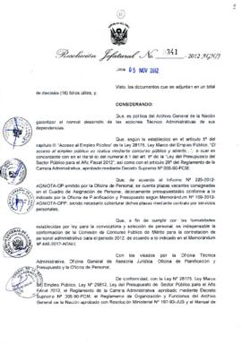 Resolución Jefatural N° 341-2012-AGN/J