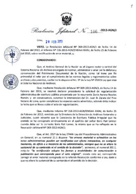 Resolución Jefatural N° 106-2013-AGN/J