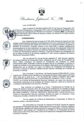 Resolución Jefatural N° 056-2020-AGN/J