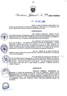 Resolución Jefatural N° 436-2014-AGN/J