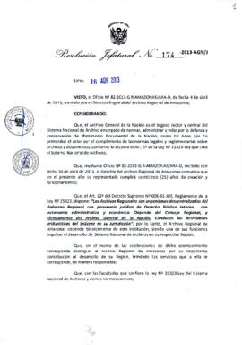 Resolución Jefatural N° 174-2013-AGN/J