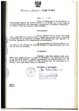 Resolución Jefatural N° 142-1985/AGN/J