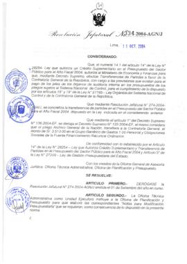 Resolución Jefatural N° 334-2004-AGN/J