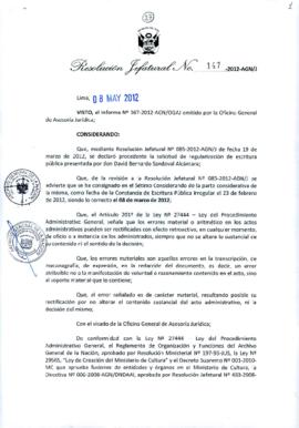 Resolución Jefatural N° 147-2012-AGN/J