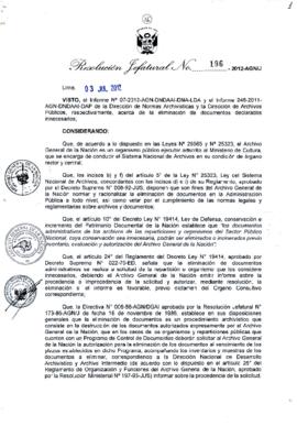 Resolución Jefatural N° 196-2012-AGN/J