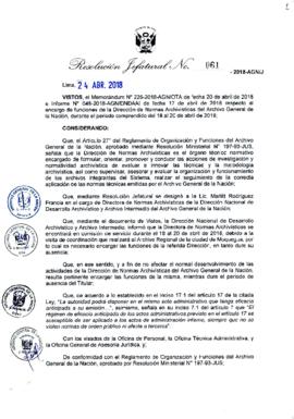 Resolución Jefatural N° 061-2018-AGN/J
