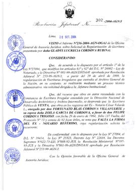 Resolución Jefatural N° 302-2004-AGN/J