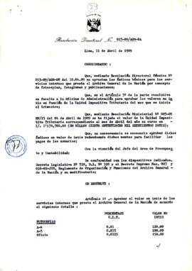 Resolución Directoral N° 023-89-AGN/OA