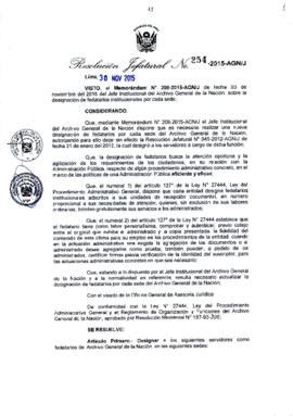 Resolución Jefatural N° 254-2015-AGN/J