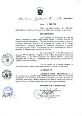 Resolución Jefatural N° 123-2008-AGN/J
