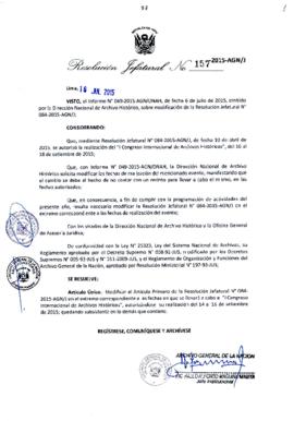 Resolución Jefatural N° 157-2015-AGN/J